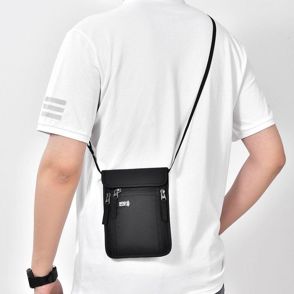 Túi đựng tài liệu HOBBYIN, Túi ID hộ chiếu RFID chống nước đa chức năng, Túi đựng hộ chiếu Nylon Unisex dành cho nữ