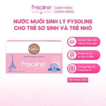 (HSD T4/28) Fysoline - Nước muối sinh lý Pháp - Vệ sinh mắt, mũi, miệng cho bé (Hộp 40 ống x 5ml) SHC