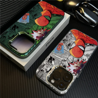 Ốp điện thoại hình ảnh bộ nhớ Spider-Man retro mạ cho iPhone 16 15 14 13 12 11 Pro Max