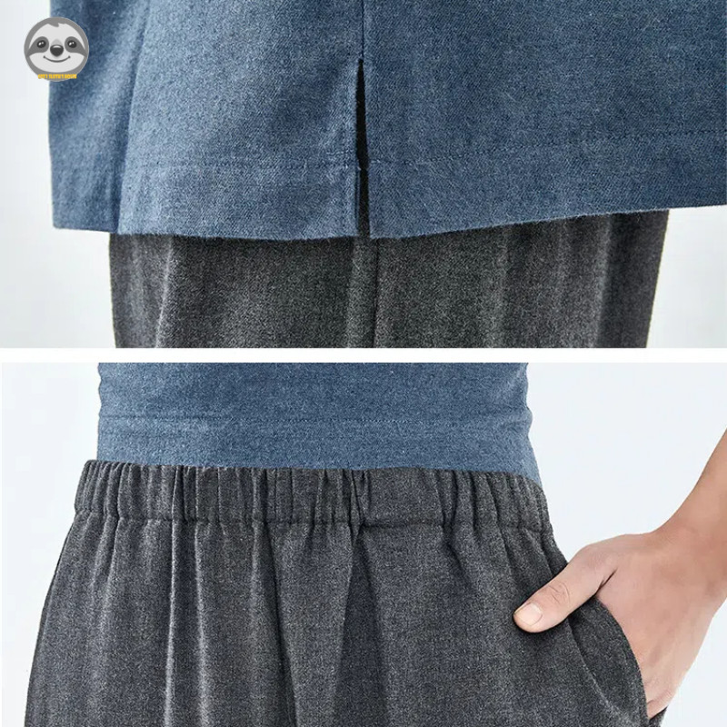 Phong cách Nhật Bản Muji Style / Quần áo phòng chờ Flannel có cổ hở cho nam / Bộ đồ ngủ dài tay bằng Cotton nguyên chất / Đồ ngủ thoải mái mềm mại