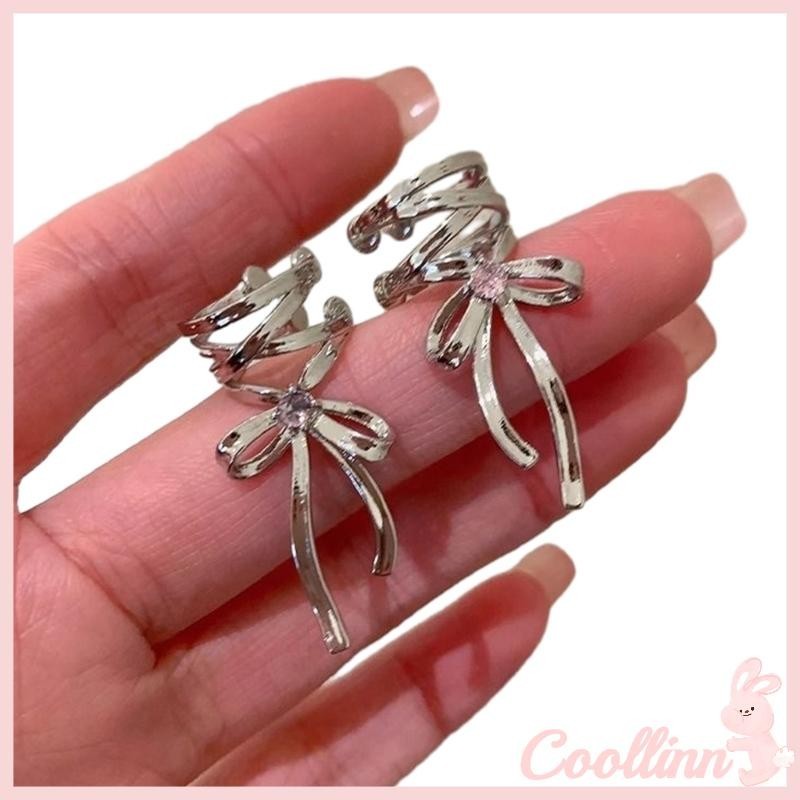 Khuyên Tai Đính Nơ Kim Loại Thời Trang