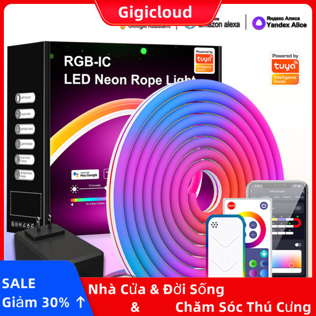 Đèn dây Neon Gigicloud, Đèn băng Neon Led linh hoạt RGB đồng bộ hóa ...