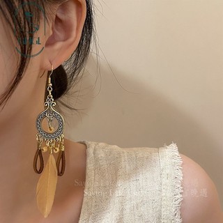 Nhẫn Tai Tua Rua Lông Vũ Phong Cách Nhật Bản và Bohemian
