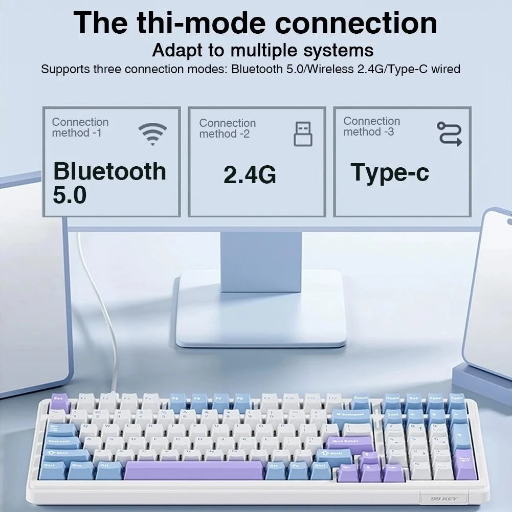 bàn phím cơ aula f99, bàn phím cơ không dây, bàn phím cơ 3 mode rgb