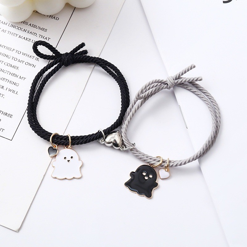 Cặp Đôi Đen Trắng Ma Vòng Tay Tình Yêu Nam Châm Thu Hút Vòng Tay Đầu Dây Chị Em Người Bạn Thân Nam Châm Vòng Tay Trang Sức Thời Trang Phụ Kiện