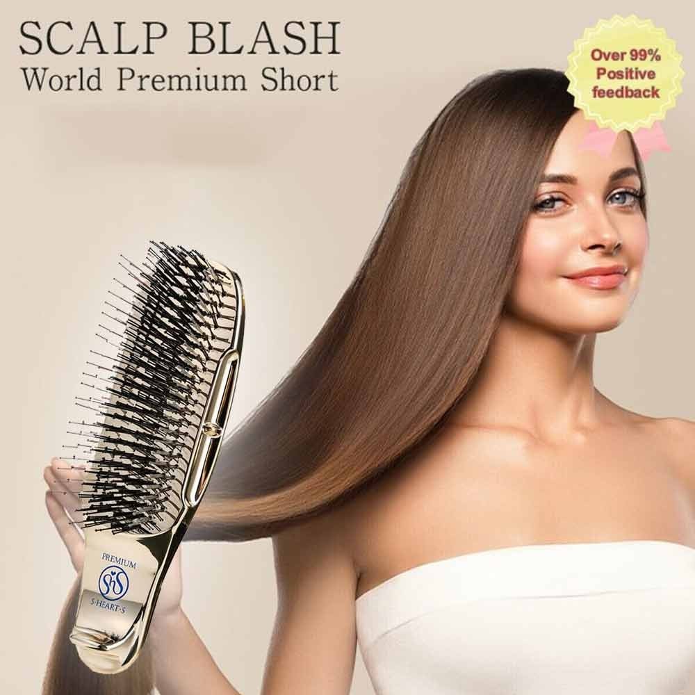 Brosse Massage Cuir Chevelu S Coeur S Scalp Brush - Longue, Dorée, Neuve, En Résine ABS