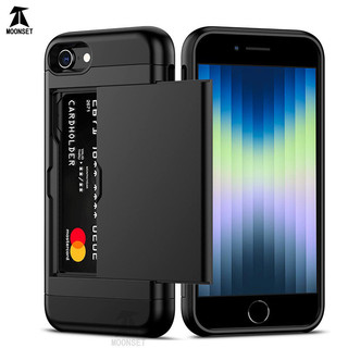Dành Cho iphone 6 7 8 Plus / SE 2020 / 2022 Ốp Lưng Ví Đựng Thẻ ID Khe Cắm Cửa Trượt Túi Ẩn Chống Trầy Xước Hai Lớp Bảo Vệ Vỏ Cứng TPU Ốp Lưng