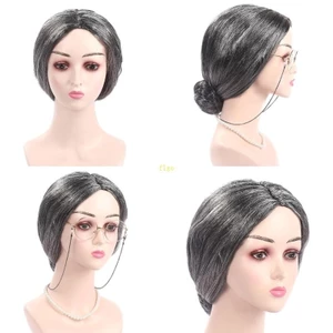 Flgo Bà Già Trang Phục Trẻ Em 100 Ngày Đi Học Bà Tóc Giả Cho Bé Gái Trang Phục Ông Già Hóa Trang Halloween Cosplay Tóc Giả Bà Già Wi