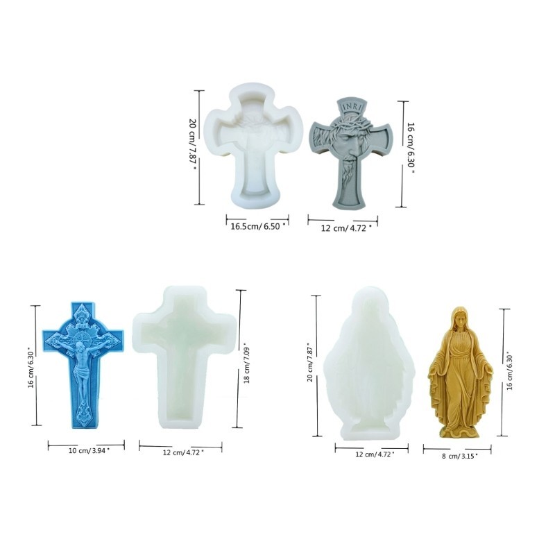 Inste Tượng Chữ Thập Khuôn Silicon Công Giáo Thạch Cao Bê Tông Nhựa Đúc Dụng Cụ 3D Trinh Nữ Xà Phòng Khuôn Nhà Tôn Giáo Trang Trí