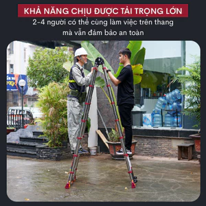 Thang nhôm rút đôi Inox 4.4M -5M- 5.6M FUJIHOME, thang rút chữ A xếp gọn khoá chốt tự động an toàn xếp gọn đa năng