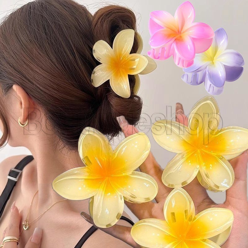 [Đặc sắc] Kẹp tóc Plumeria đơn giản - Phụ kiện tóc Dress Up - Kẹp tóc nữ ngọt ngào - Vuốt tóc hoa Gradient - Mũ nón cho bé gái - Kẹp tóc cá mập thời trang