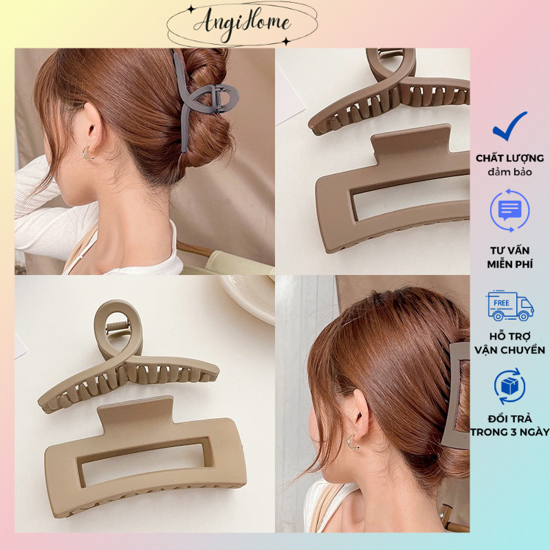 Kẹp tóc càng cua Hàn Quốc nữ đẹp hottrend nhám cỡ size lớn  - Cặp búi tóc dễ thương cào 10 răng, 14 răng ANGIHOME