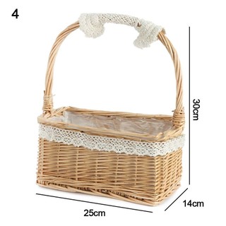 Giỏ hoa cô gái ITRUMPET, Giỏ cắm hoa vàng, nhỏ có tay cầm chắc chắn, hộp đựng dã ngoại nửa mặt trăng cho đám cưới