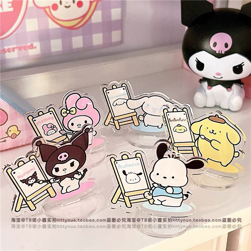 ( MUA TỪ 2 SP )Standee Mô hình mini để bàn bằng nhựa Acrylic hoạt hình Sanrio Kuromi Melody Cinnamoroll Pochacco Pompuri