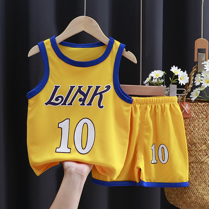 Mới Trẻ Em Jersey Phù Hợp Với 90-160 Kích Thước Bé Trai Tay Ngắn Phù Hợp Với Thể Thao Bóng Rổ Jersey Mùa Hè Áo Vest Quần Short B8DA
