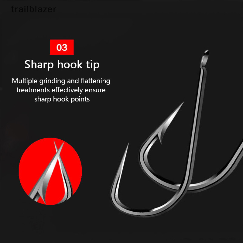 Trailblazer Mới 50 Đôi / Túi Móc Câu Cá Thép Carbon Cao Lzu Sắc Nét Crucian Cá Chép Móc Số Lượng Lớn Ngoài Trời Thiết Bị Câu Cá Mới