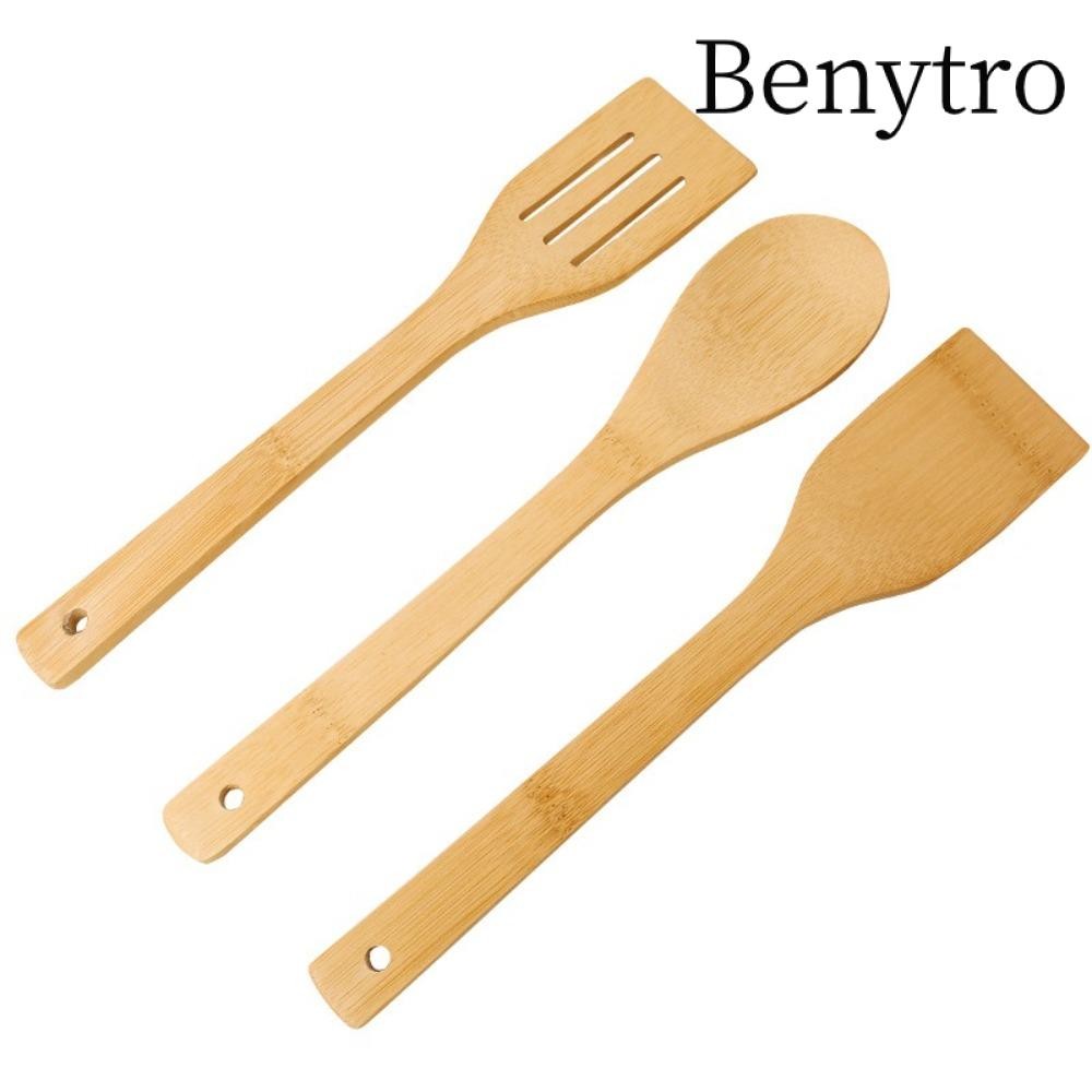 Benutro 3 Bộ Dụng Cụ Nấu Tre, Thìa Thìa Bằng Gỗ An Toàn Bền Đẹp, Chảo Chiên Chống Dính Thân Thiện Với Môi Trường Dụng Cụ Nấu Ăn