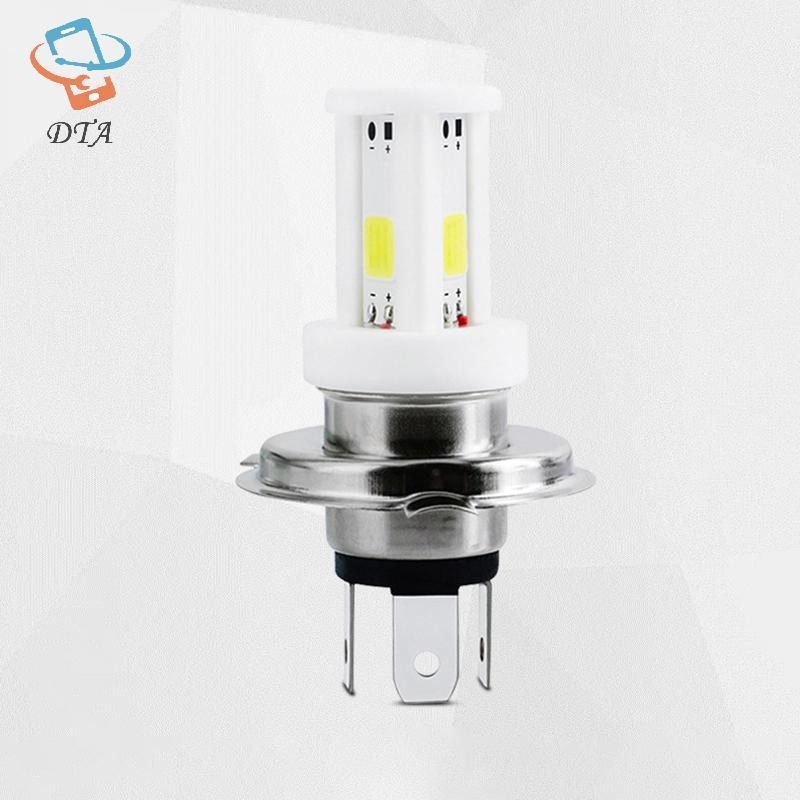 [Dta] Bóng Đèn Pha Xe Máy H4 LED 3 Mặt COB Đèn Moto Cao Chùm Thấp Xe Máy Phụ Kiện Gốm LED 12V VN
