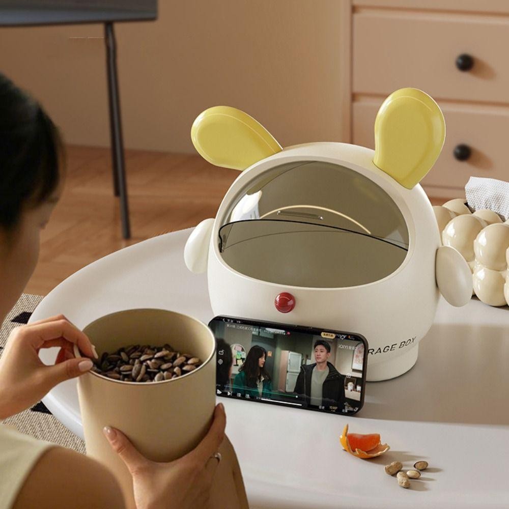 Hộp lưu trữ máy tính để bàn WANYEDI, Thỏ có nắp Thùng sắp xếp bàn, Hộp đựng văn phòng phẩm dung lượng cao chống bụi đa chức năng