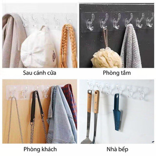 Thanh Treo Dán Tường 6 Móc Trong Suốt Siêu Chắc Siêu Dính ️🏵️ Siêu Thị Hoa