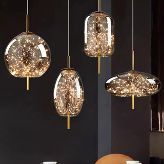 Bắc Âu Hiện Đại Led Bầu Trời Đầy Sao Kính Bóng Đèn Chùm Phòng Ngủ Đầu Giường Đèn Country Bar Cafe Ăn Đèn Trang Trí