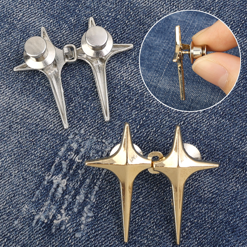 Cross Astral Stars Shape Jean Button Pins - Khóa thắt lưng có thể điều chỉnh - Không cần may, Pin nút Jean có thể tháo rời - Nút kim loại tức thì có thể tháo rời