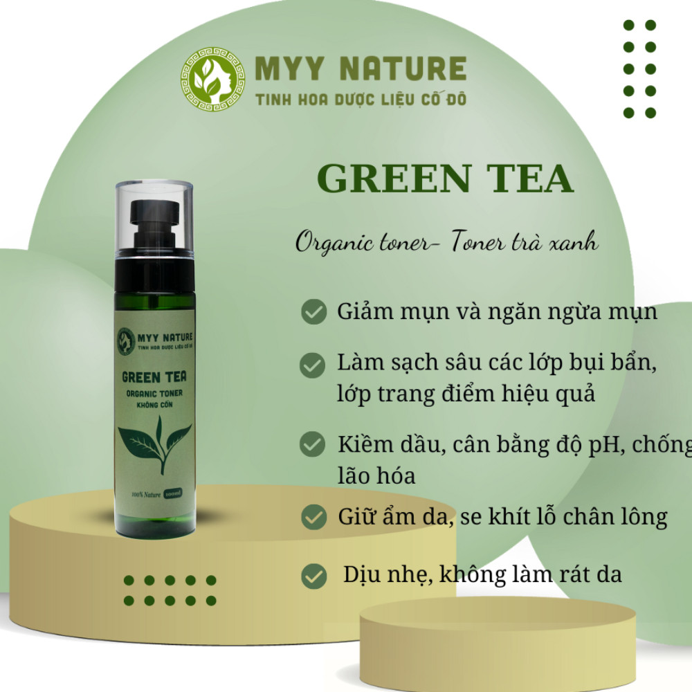 Toner Trà Xanh chai 100ml Myy Nature - Giảm Và Ngăn Ngừa Mụn, Làm Sạch Sâu Sác Lớp Bụi Bẩn Hiệu Quả