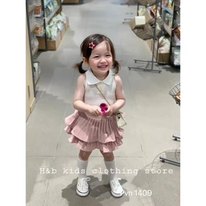 set váy cao cấp gồm áo và chân váy tầng dập ly Hàn Quốc 8-27kg. Sét áo kèm chân váy dập ly sang chảnh bé gái 1 - 8 tuổi