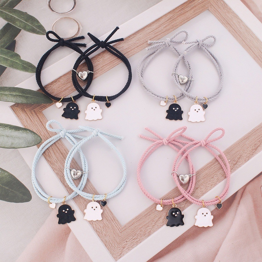 Cặp Đôi Đen Trắng Ma Vòng Tay Tình Yêu Nam Châm Thu Hút Vòng Tay Đầu Dây Chị Em Người Bạn Thân Nam Châm Vòng Tay Trang Sức Thời Trang Phụ Kiện