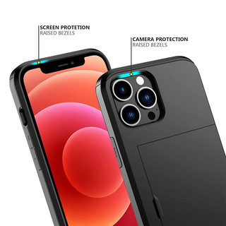 Dành Cho iphone 11 Pro Max / 12 Pro Max Ốp Lưng Ví Đựng Thẻ ID Khe Cắm Cửa Trượt Túi Ẩn Chống Trầy Xước Hai Lớp Bảo Vệ Vỏ Cứng TPU Ốp Lưng
