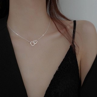 Vòng cổ hợp kim hai trái tim, trang sức nhẹ dành cho xương đòn, thể hiện tình yêu
