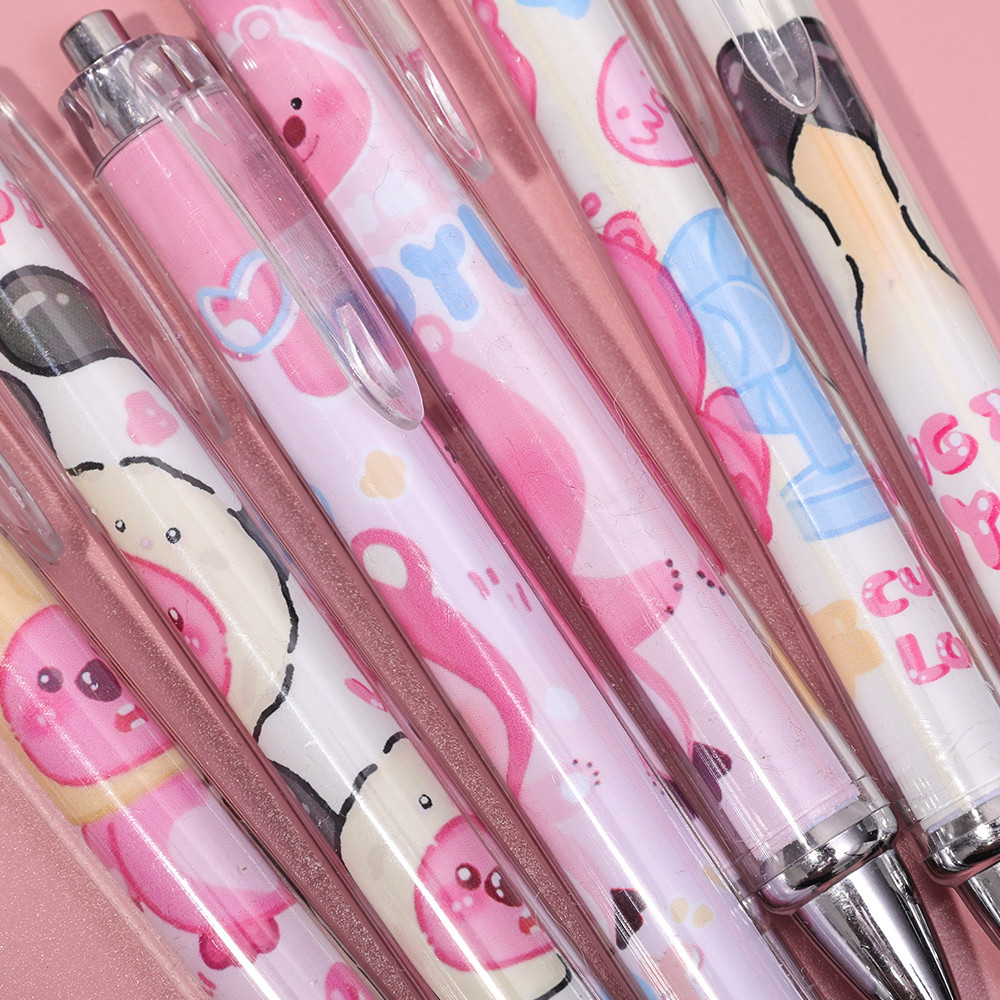 Bút Gel Loopy Dễ Thương 0.5MM - Phim Hoạt Hình Cô Gái Trái Tim Màu Hồng Mực Đen Bút Bi - Nhanh Khô Mịn Loại Bấm Viết Chữ Ký Bút - Đồ Dùng Văn Phòng Phẩm Trường Học