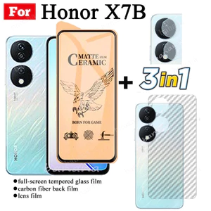 Kính cường lực gốm 3 TRONG 1Honor X7B cho Honor X8B X7A X8A X6A Ống kính máy ảnh Kính bảo vệ màn hình và phim mặt sau