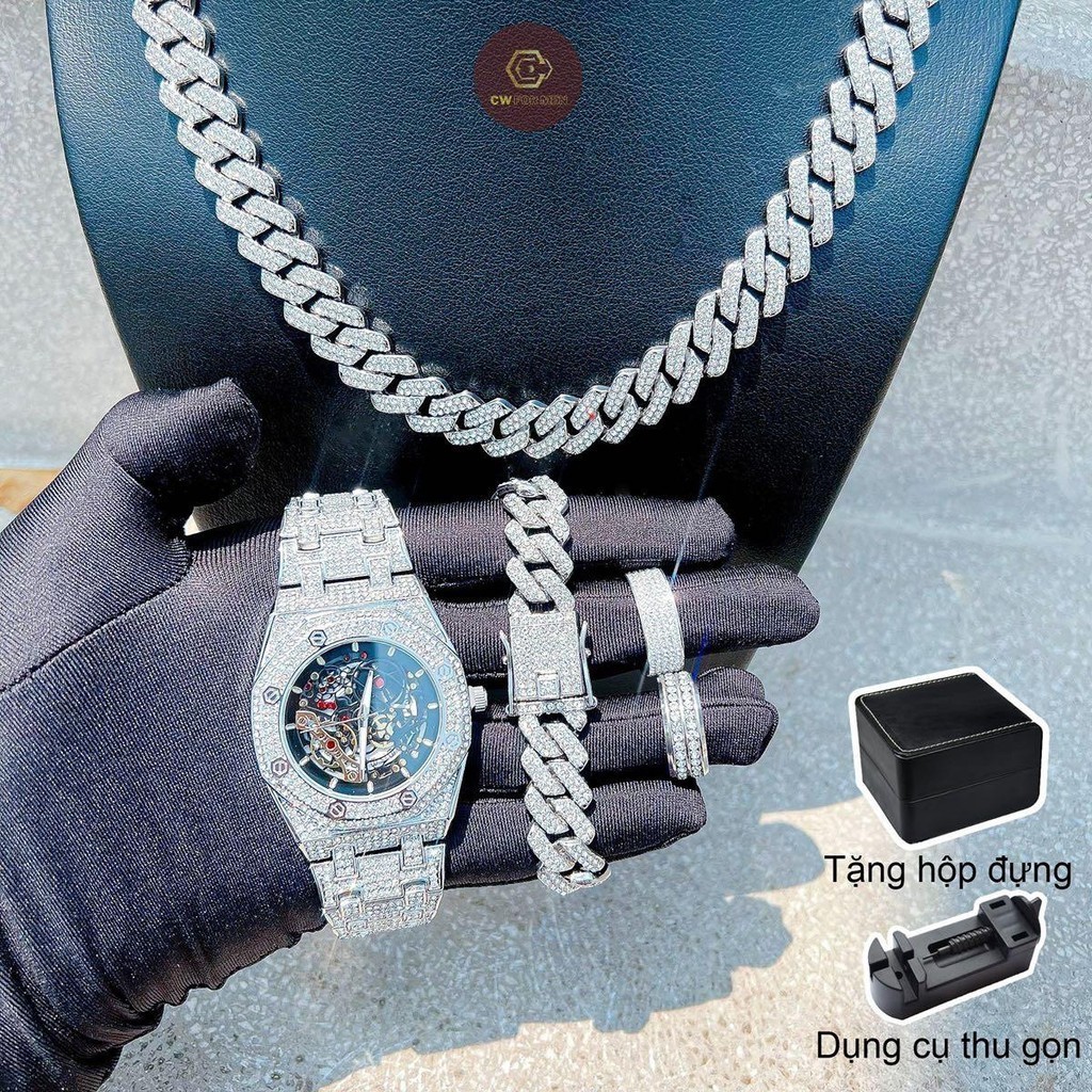 Combo 5 món: 1 đồng hồ, 1 dây chuyền, 1 lắc tay, 2 nhẫn bản siêu cấp pintime pt01