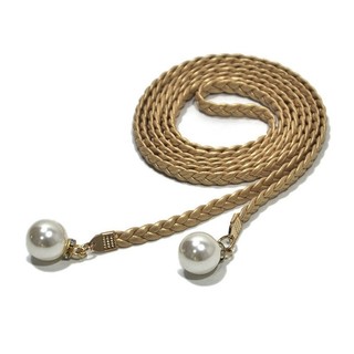 Thắt lưng bohemian vintage mỏng, trang trí ngọc trai trắng, phù hợp cho mùa hè