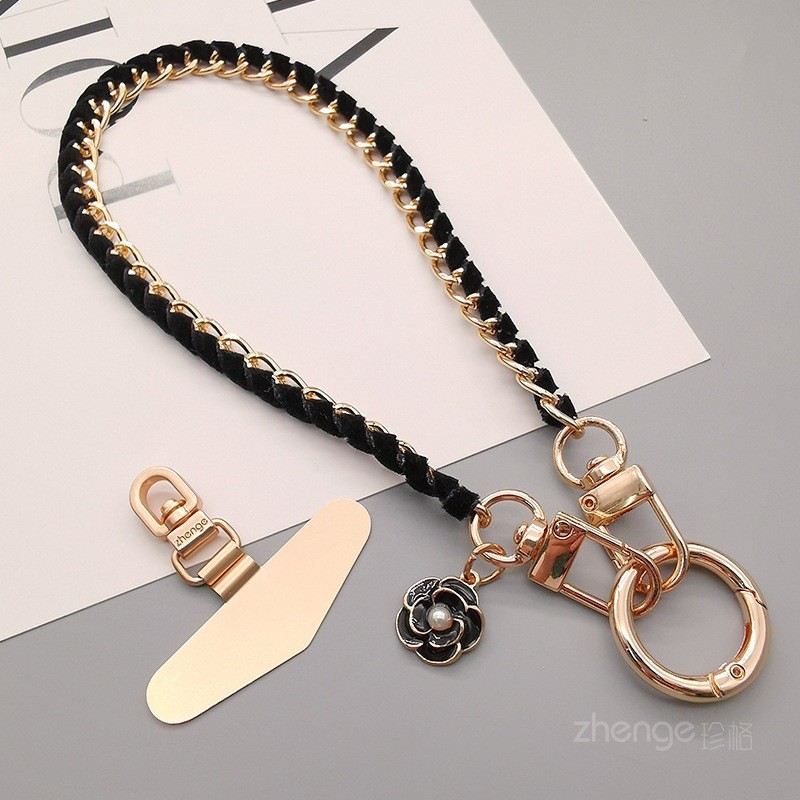 Phụ Kiện Điện Thoại Di Động Xiaoxiangfeng Vòng Tay Điện Thoại Di Động Dây ins Phong Cách Thời Trang Nữ Da Thẻ Dây Cổ Tay Ngắn Kim Loại Khóa Tròn Mạnh Mẽ