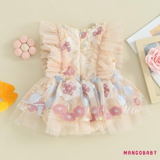 Mg-baby Bé Gái Romper Đầm Bay Tay Thêu Hoa Body Quần Áo Mùa Hè Cho Thường Ngày
