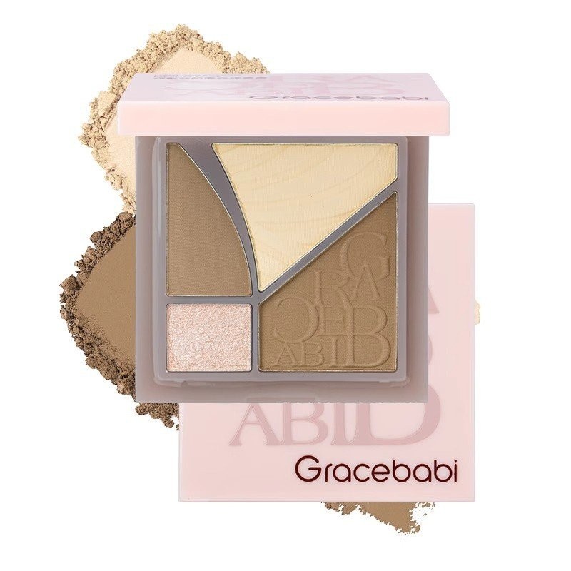 Bảng phấn highlighter bốn màu Gracebabi Shadow Intertwining, phấn nền mờ, phấn sáng cho mặt, phấn mũi và má hồng CPXY