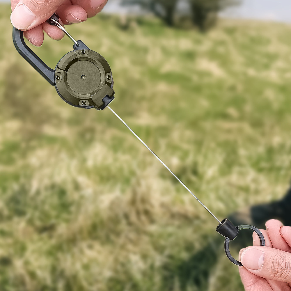 Móc Carabiner có thể thu vào hạng nặng - Kẹp dây kéo dây vòng ba lô - Móc khóa lò xo leo núi Giá đỡ huy hiệu ID - Dây xích chuyên nghiệp Móc khóa kéo làm việc