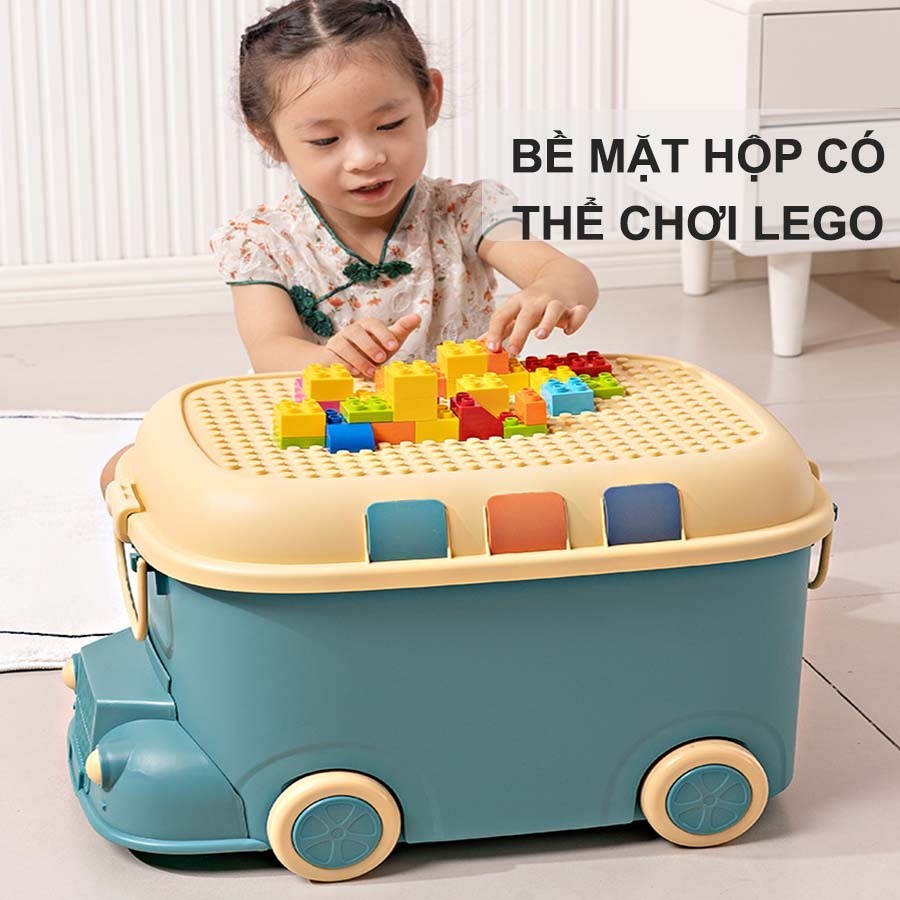 Thùng Đựng Đồ Chơi Cho Bé ENODA HOME Có Bánh Xe, Combo 2 Thùng Đựng Đồ Chơi Hình Ô Tô Có Thể Chơi L.eGo Q013