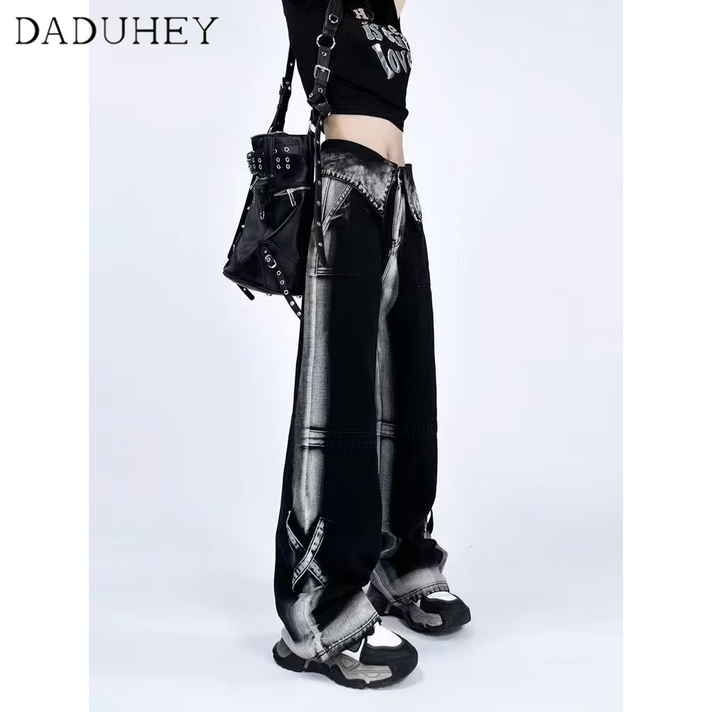 Ảnh Quần jeans DADUHEY ống rộng phong cách đường phố Mỹ cổ điển cao cấp 2
