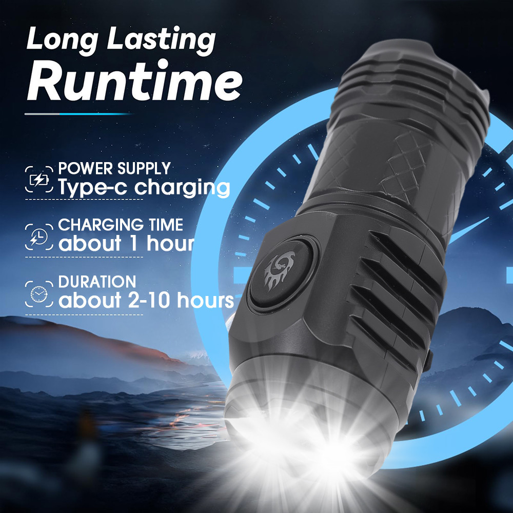 5 chế độ Đèn pin Super Bight SOS Light - Đèn pin công suất cao kích thước nhỏ di động - Đèn pin kẹp ba lô cắm trại đi bộ đường dài - Đèn khẩn cấp trọng lượng nhẹ ngoài trời
