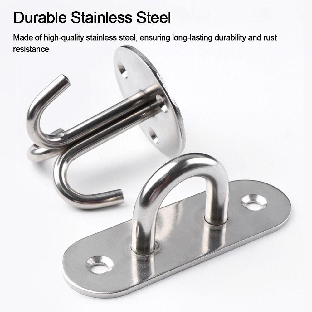 FANIELLAPOWELL 1 Cái Móc Treo Trần, Móc Treo Tường Bằng Thép Không Gỉ Miếng Lót Mắt, Khóa Cửa Hình Chữ U / J Cố Định Cho Đèn Quạt