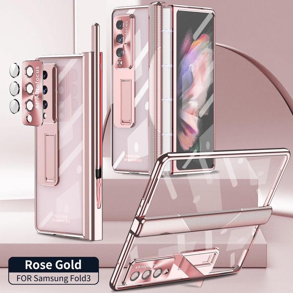 Mạ Rõ Ràng Bản Lề Từ Tính Dành Cho Samsung Galaxy Z Fold 7 6 4 5 Có Bút Bảo Vệ Toàn Màn Hình Vỏ Điện Thoại Z Fold 3 2 5G