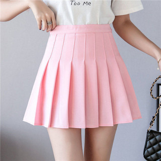 Váy xếp ly eo cao ngắn nữ phong cách Preppy Hàn Quốc kẻ sọc màu trơn chống chói