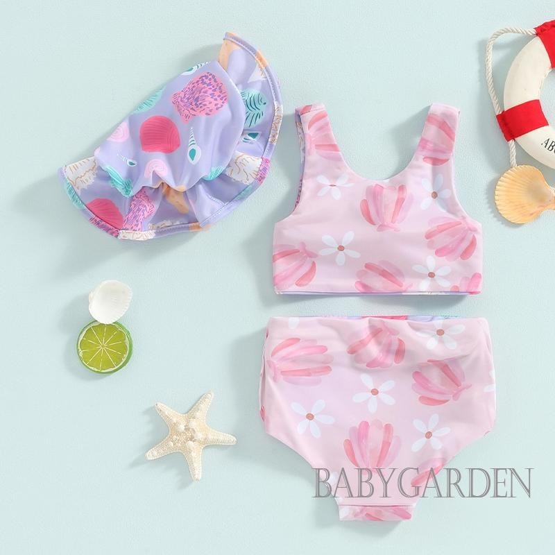 / / 0-3 Tuổi Bé Gái 3 Mảnh Đồ Bơi Vỏ In Áo Quần Short Mũ Chống Nắng Tắm Đồ Bơi