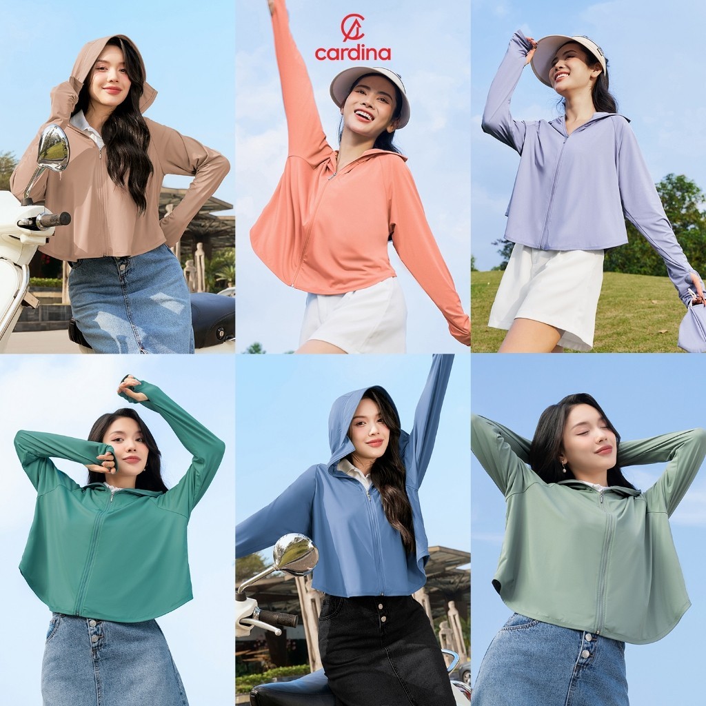Áo chống nắng nữ CARDINA thiết kế cánh dơi mũ liền CN cool max chống tia cực tím hiệu quả 4NHF03