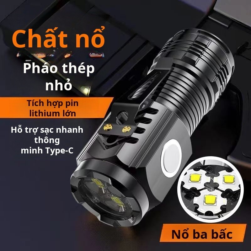 Đèn pin quái vật nhỏ ba mắt Đèn pin mini siêu sáng abs từ tính mạnh có ...