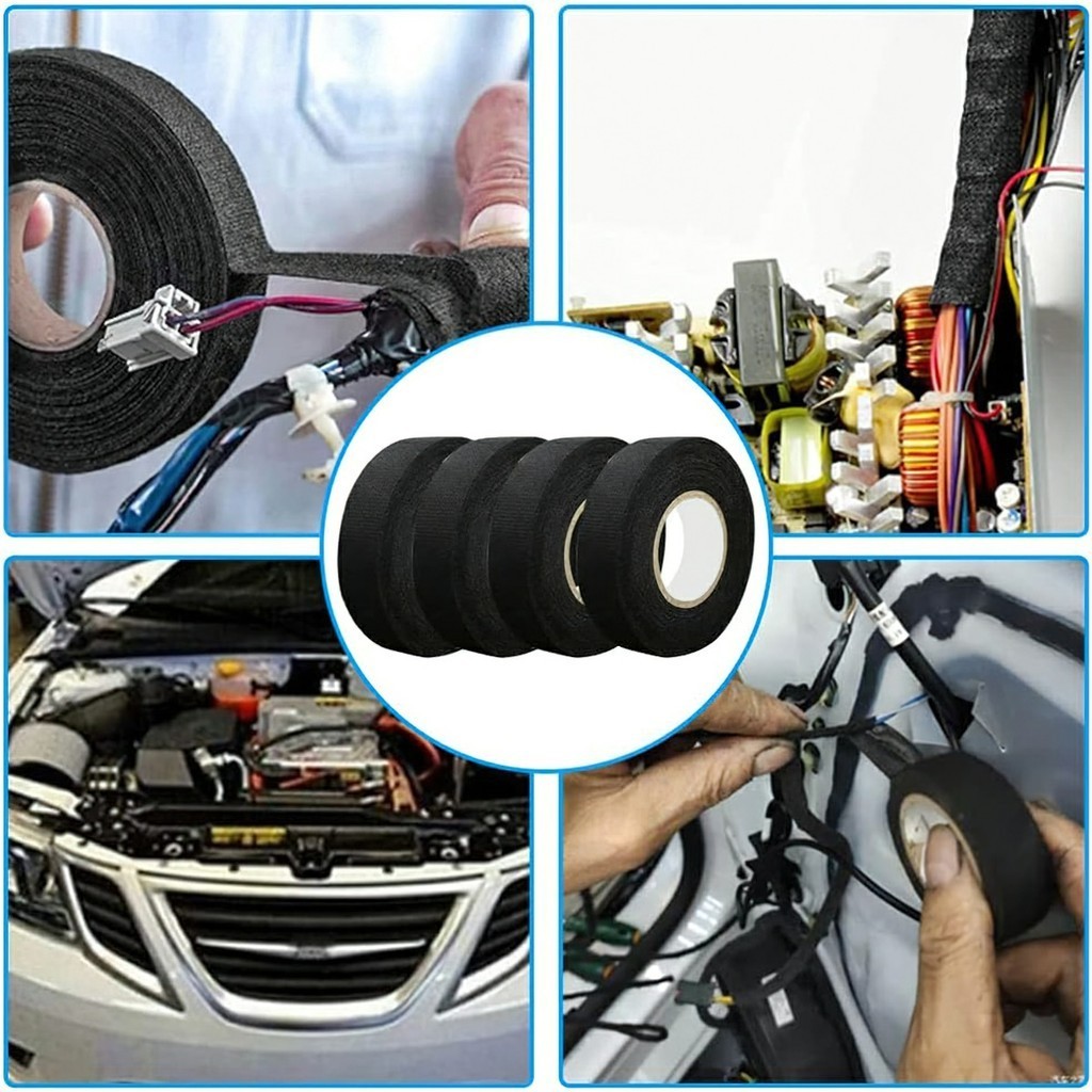 băng keo vải quấn dây điện dài 15m cho xe máy, ô tô: 9mm, 19mm, 25mm FETA