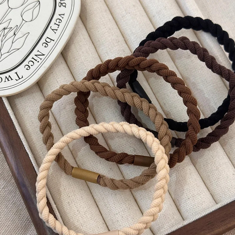 Scrunchie dệt có độ đàn hồi cao - Đơn giản, màu trơn, bền bỉ - Mũ đội đầu dây thời trang - Dây cao su bé gái - Giá đỡ đuôi ngựa - Phụ kiện tóc nữ Mũ đội đầu